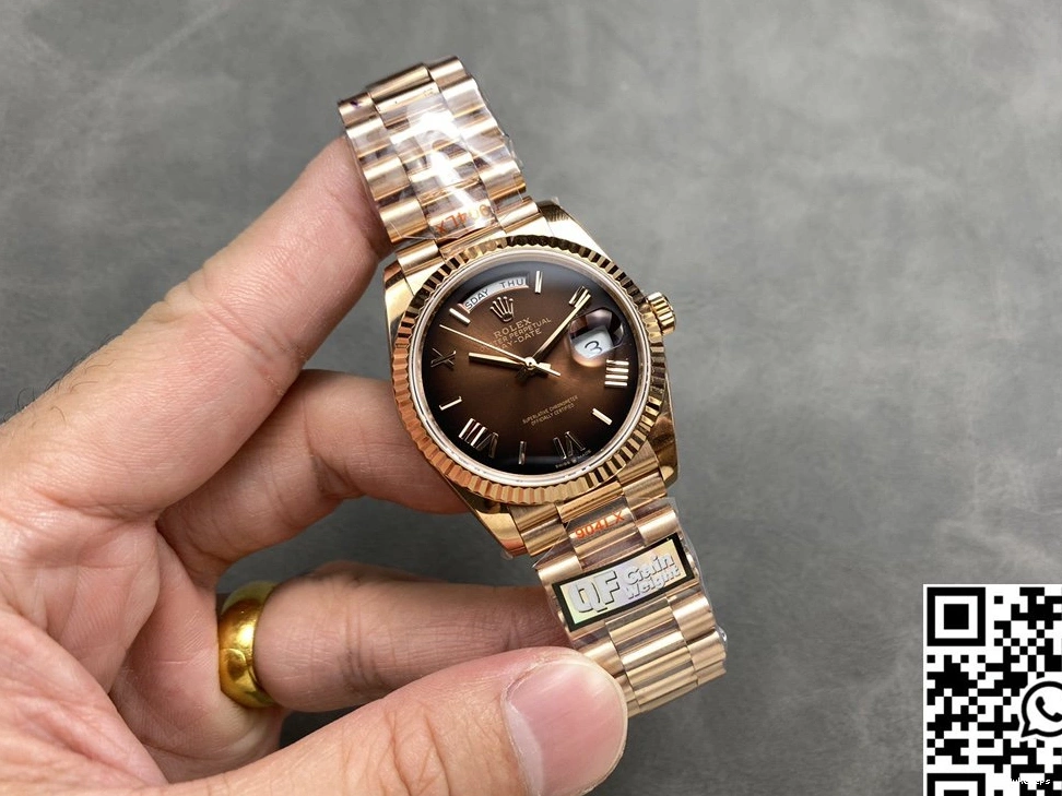 961 Rose Steel QF Factory M128235 Rolex Chocalate Date 36mm v5 StreetReady Day Tungsten Dial Gold 0821